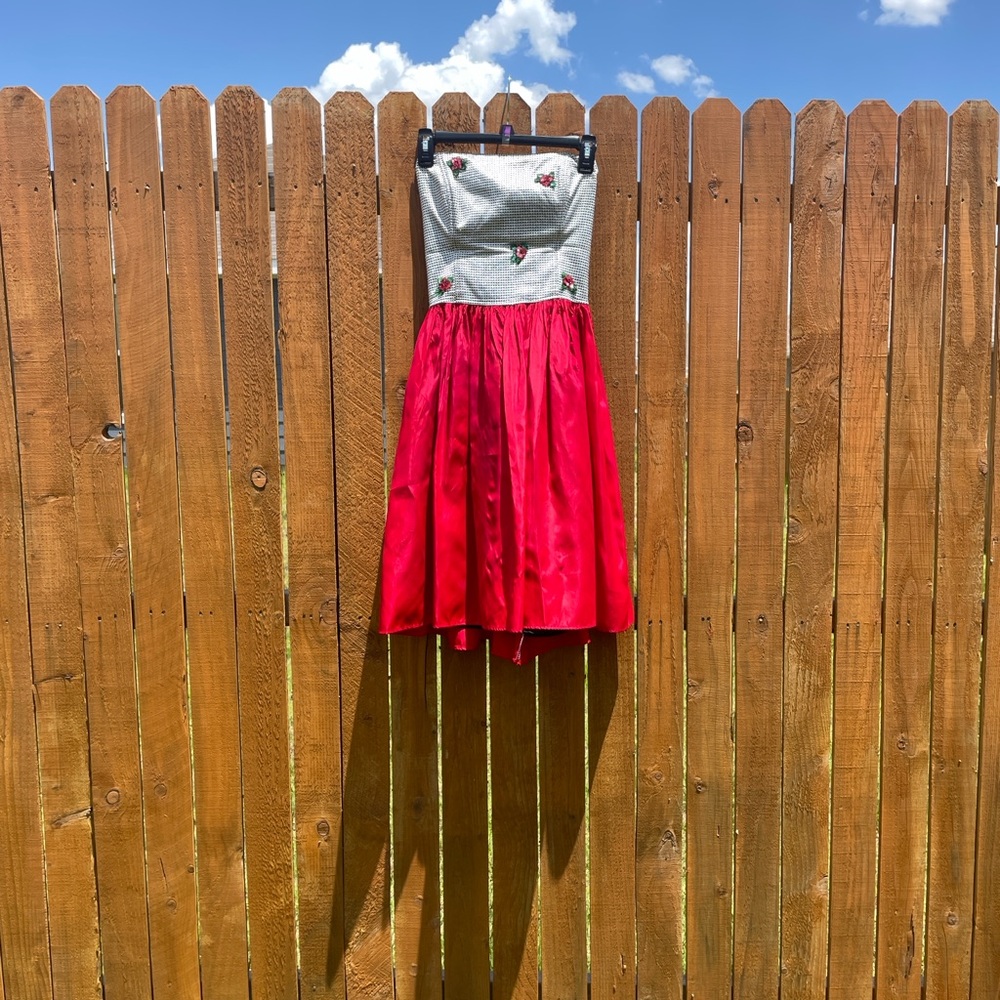 Vintage Strapless Embroidered Dress
